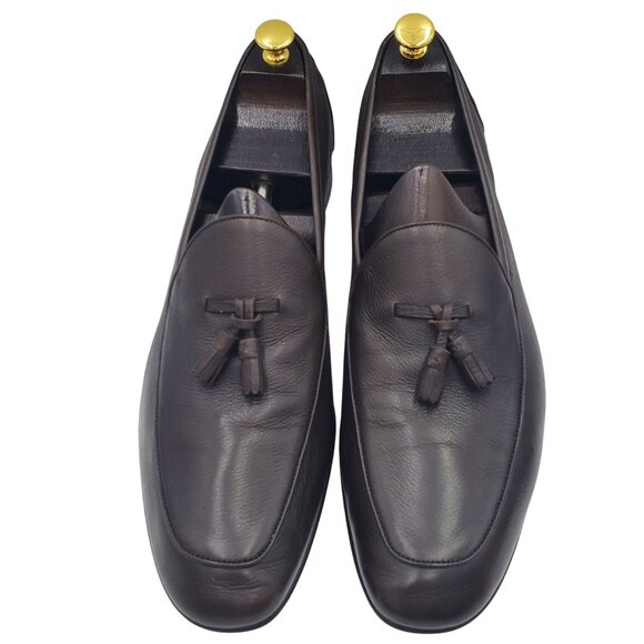 Italy Ermenegildo Zegna Men\'s Size 13US/12EU Brown leather tasseled loafer shoes main image 11